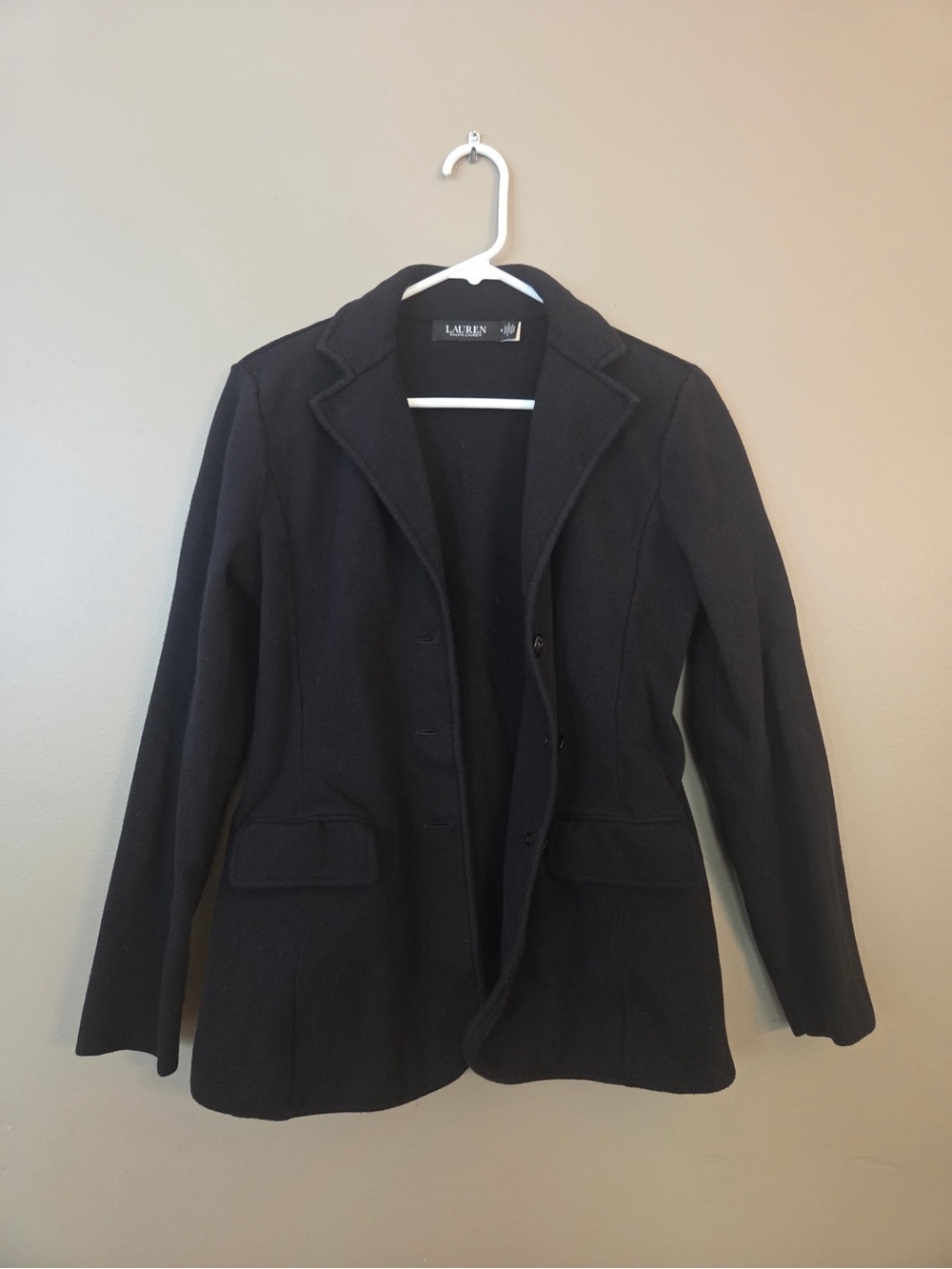 Ralph Lauren Black Tailored Wool-Blend Blazer Jacket